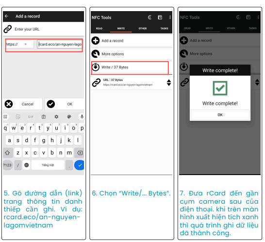 Các bước tiến hành ghi dữ liệu namecard cho Android (2)