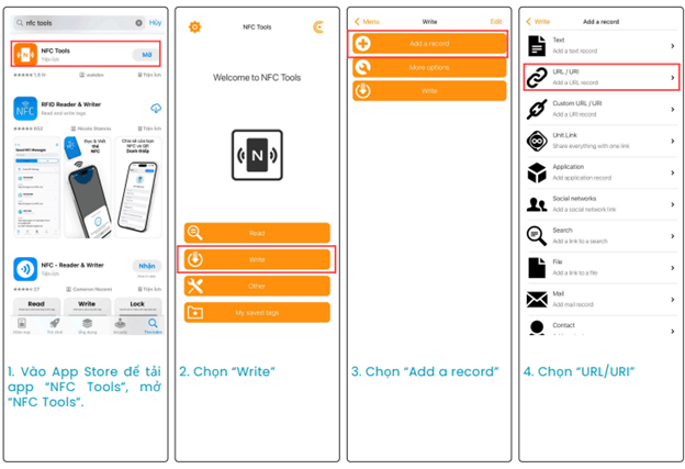 Các bước tiến hành ghi dữ liệu namecard cho iPhone (1)